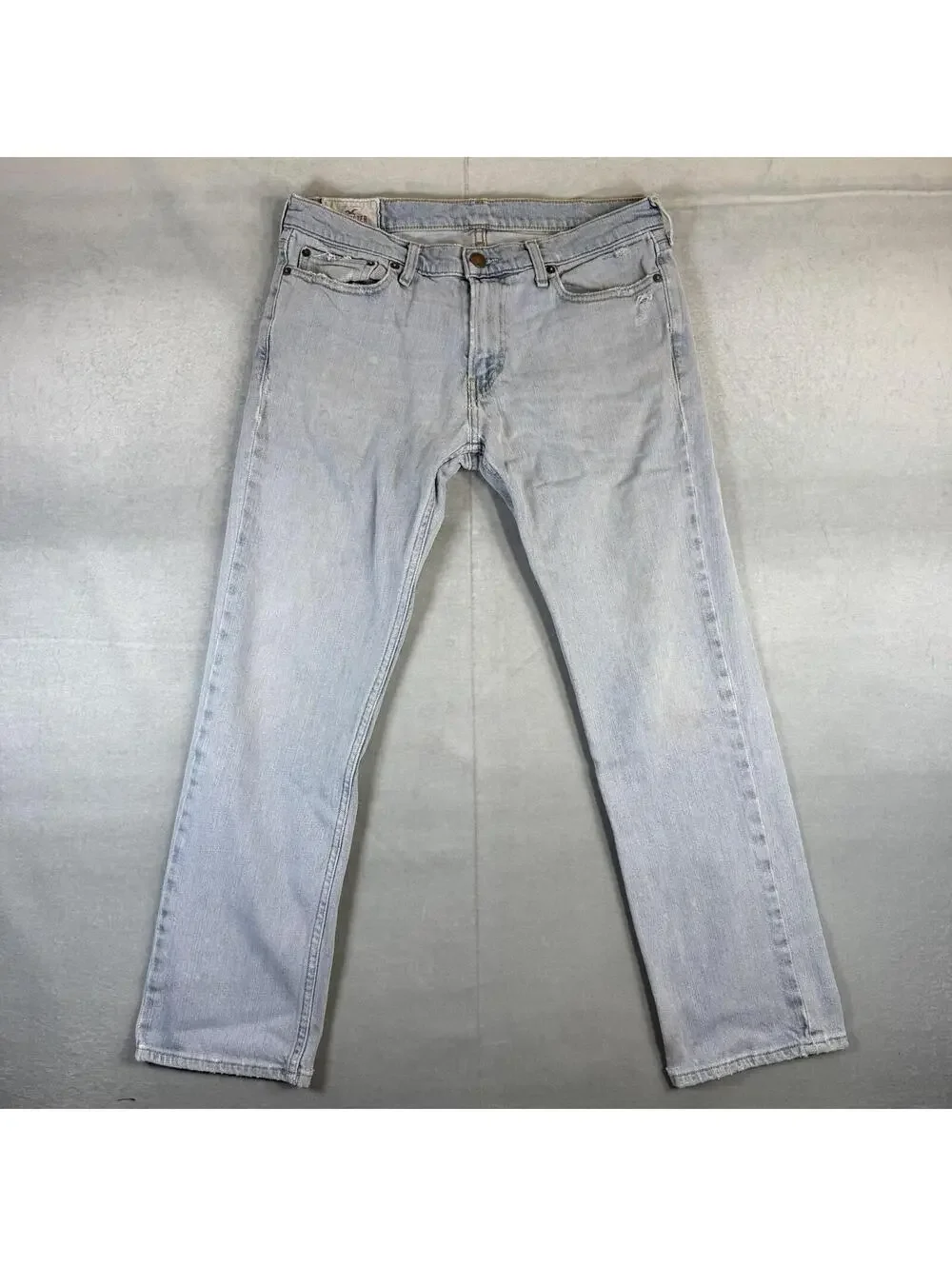 VTG Hollister Jeans Mens 34x30* Blue Slim Straight Light Wash Faded Denim Y2K